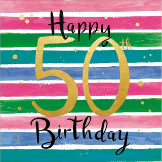 Happy 50th Birthday Colour Stripe Card