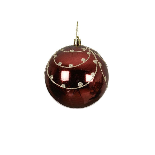 Shiny Oxblood with Gold Glitter Detail Bauble