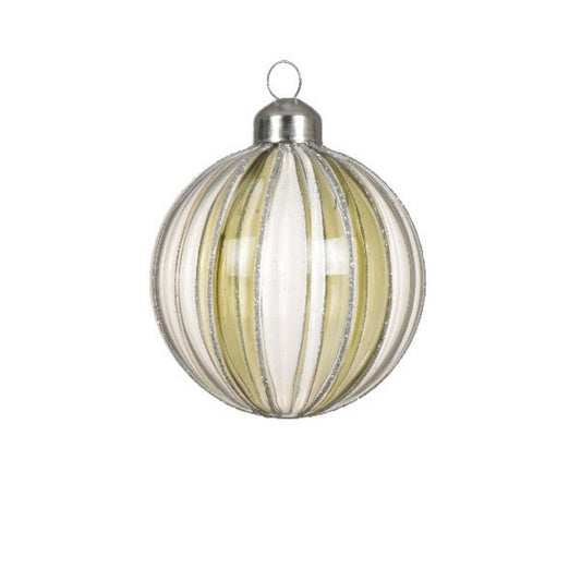 Forest Green Stripe Round Bauble