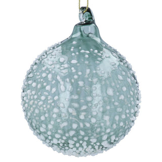 Raised White Snow Clear Glass Bauble