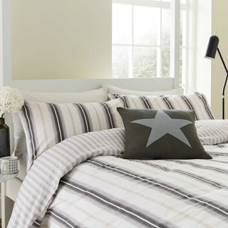 Cooper's Stripe Single Cover Set Grey/Linen