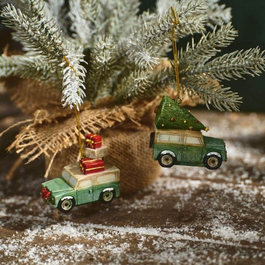 Land Rover with Christmas Tree Tree Decoration