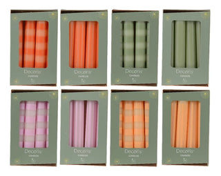 Yellow Thick Striped Dinner Candles 4Pk