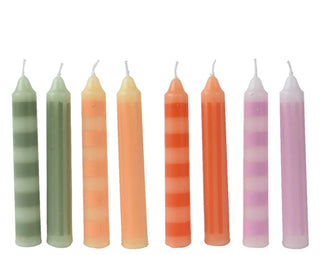 Yellow Thick Striped Dinner Candles 4Pk