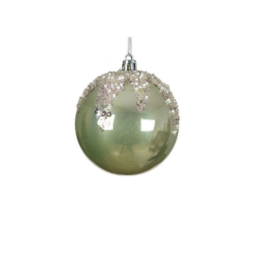 Shiny Sage Green with Sequin Bauble