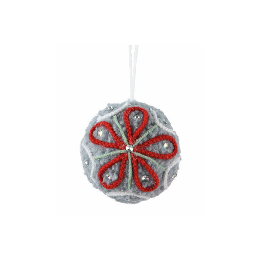 Ice Silver Wool Flower Bauble