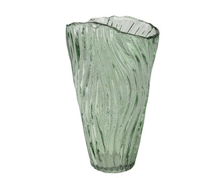 Glass Swirl Green Vase Small