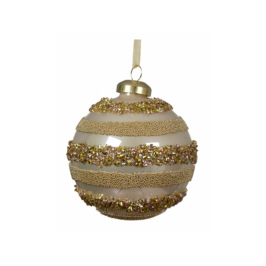 Pearl Gold Beaded Horizontal Line Bauble