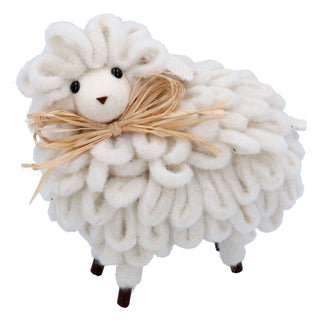 Wool Sheep with Bow Ornament