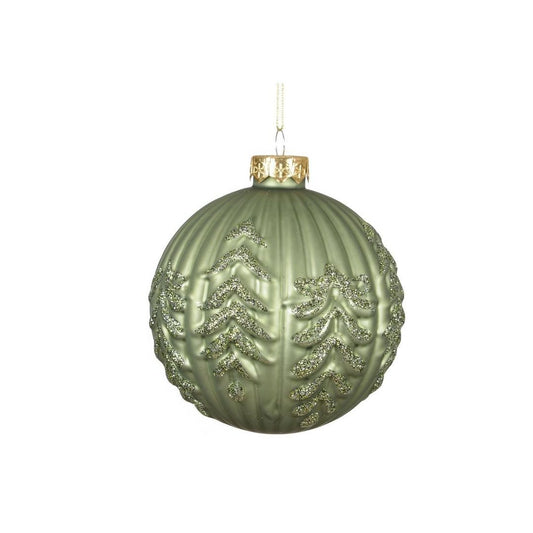 Matt Sage Green with Embossed Trees Bauble
