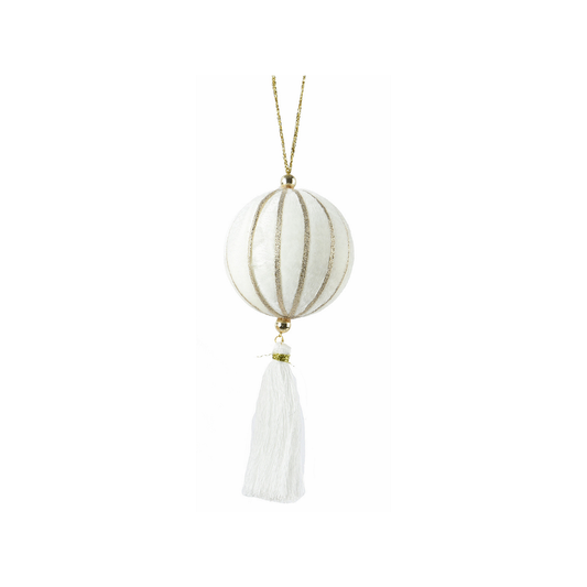 Wool White Velvet with Tassle Bauble