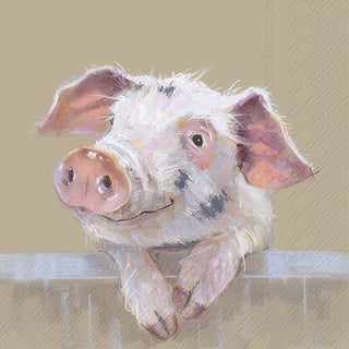 Pig Ruffy Light Brown Lunch Napkins