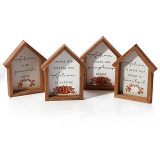 Autumn Leaves & Pumpkins Wooden Pumpkin House