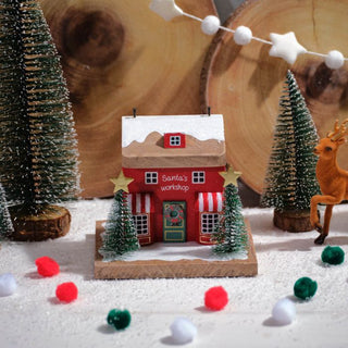 Santa's Workshop House Wood Block
