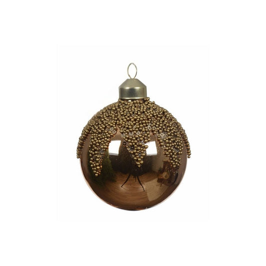 Shiny Pecan with Gold Bead Top Bauble