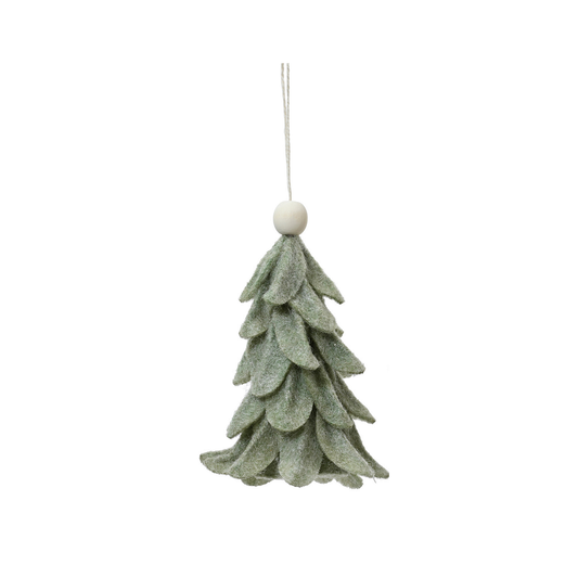 Sage Green Felt Tree Dusted Tree Decoration