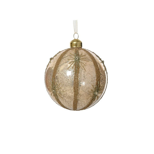 Pearl with Vertical Stripes & Stars Bauble 8cm