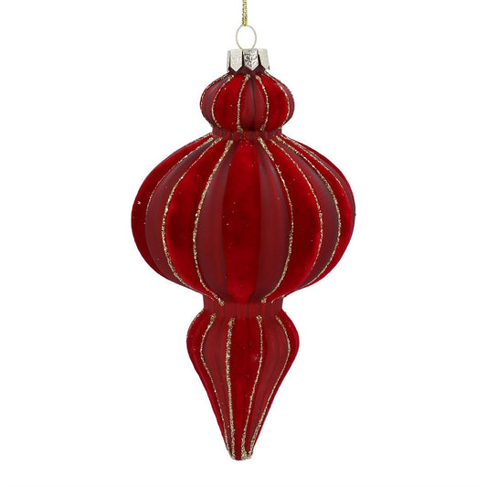 Red Velvet Finial Glass Tree Decoration