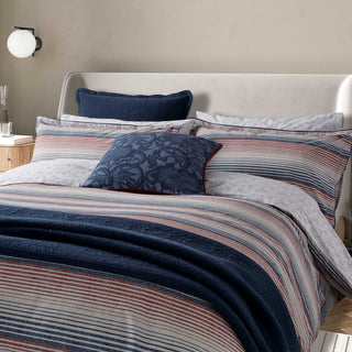 Stafford Super King Duvet Cover Set, Navy & Red