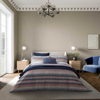Stafford Super King Duvet Cover Set, Navy & Red