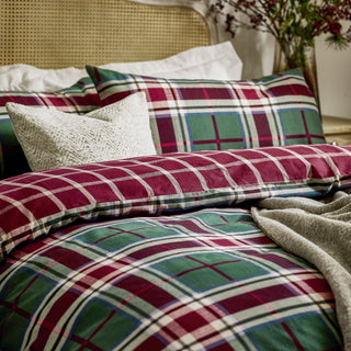 Braemar Check Super King Duvet Set Berry/Pine