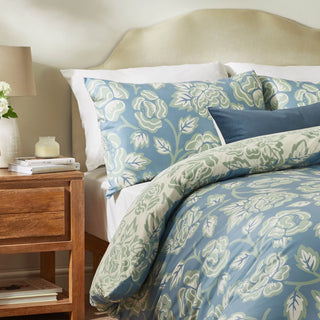 Camellia Printed Soft Touch Duvet Cover Set French Blue - Double