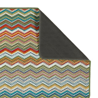 Stain Resistant Candy Multi Green Zigzag Door Mat