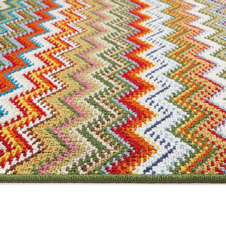 Stain Resistant Candy Multi Green Zigzag Door Runner