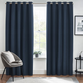 Dawn Textured Blackout Eyelet Curtains Midnight 229x229cm