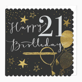 Sparkinling 21st Birthday Scalloped Card