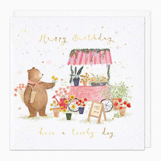 Flower Market Bear Birthday Card