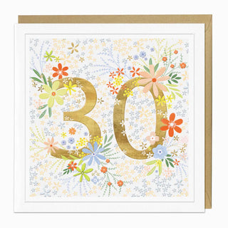 Golden Bloom 30th Birthday Card