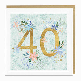Golden Bloom 40th Birthday Card