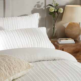 Harrison Stripe Double Duvet Cover White