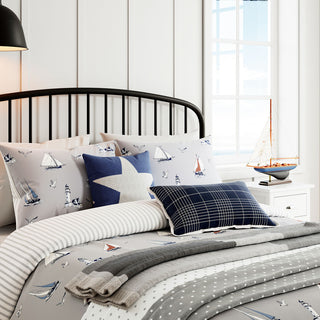 Sail Boats Super King Duvet Cover Set Grey / Multi