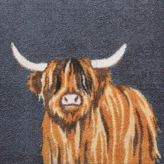Highland Cow Grey Boarder Door Mat
