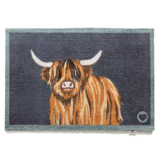 Highland Cow Grey Boarder Door Mat