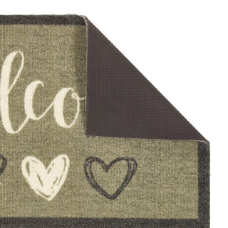 Welcome Hearts Sage Door Mat