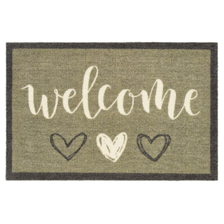 Welcome Hearts Sage Door Mat