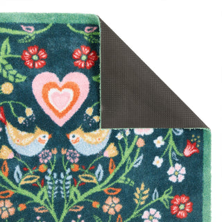 Navy Nature Love Birds Door Mat
