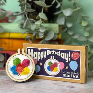 Happy Birthday! Balloons Mini Matchbox Cross Stitch Kit