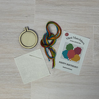 Happy Birthday! Balloons Mini Matchbox Cross Stitch Kit