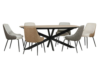 Sadie 2m Oval Dining Table Set Incl. 6 Grey Chairs