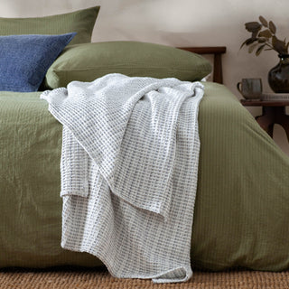 Waffle Textured 140x220 Bedspread Dusk Blue
