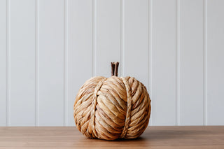 Large Plait Pumpkin with Wooden Stalk