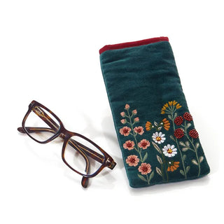 Floral Home Velvet Embroidered Eye Glasses Case