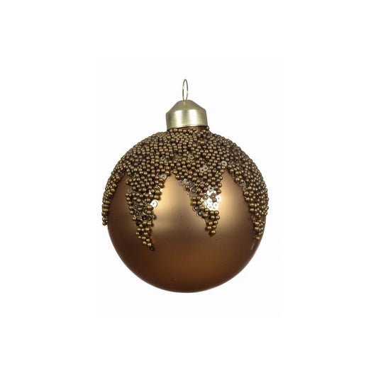 Matt Pecan with Gold Bead Top Bauble