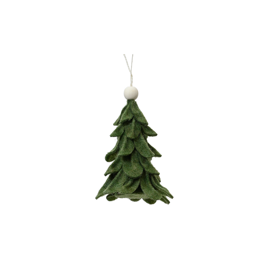Pine Green Felt Tree Dusted Tree Decoration
