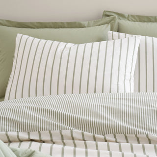 Hampton Stripe Green Single Duvet Cover Set