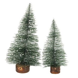 Green Snowy Tips Bristle Trees 12cm Set of 2